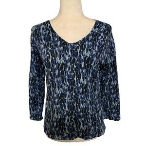 real clothes saks fifth avenue womens blue white long sleeve sweater top Medium